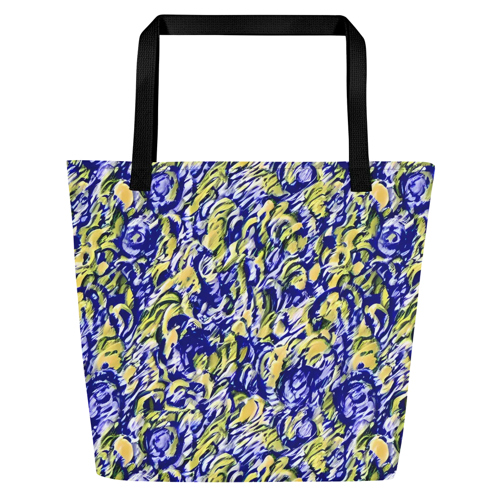 Cobalt Bloomstorm on Large Tote Bag W/ Pocket — Front
