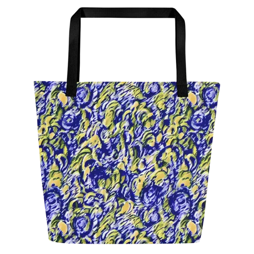 Cobalt Bloomstorm on a Large Tote Bag W/ Pocket