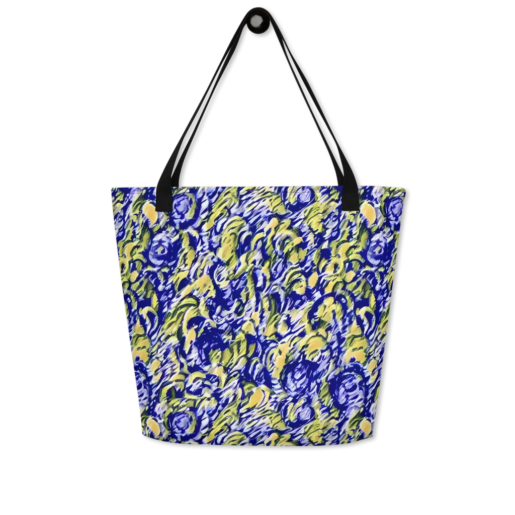 Cobalt Bloomstorm on Large Tote Bag W/ Pocket — Front