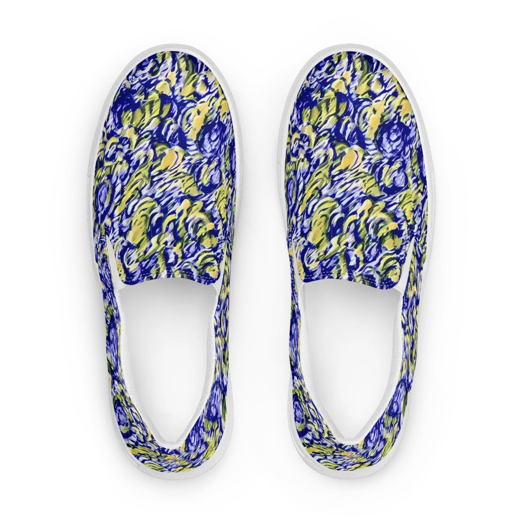 Cobalt Bloomstorm on Women's Slip-On Canvas Shoes — Front