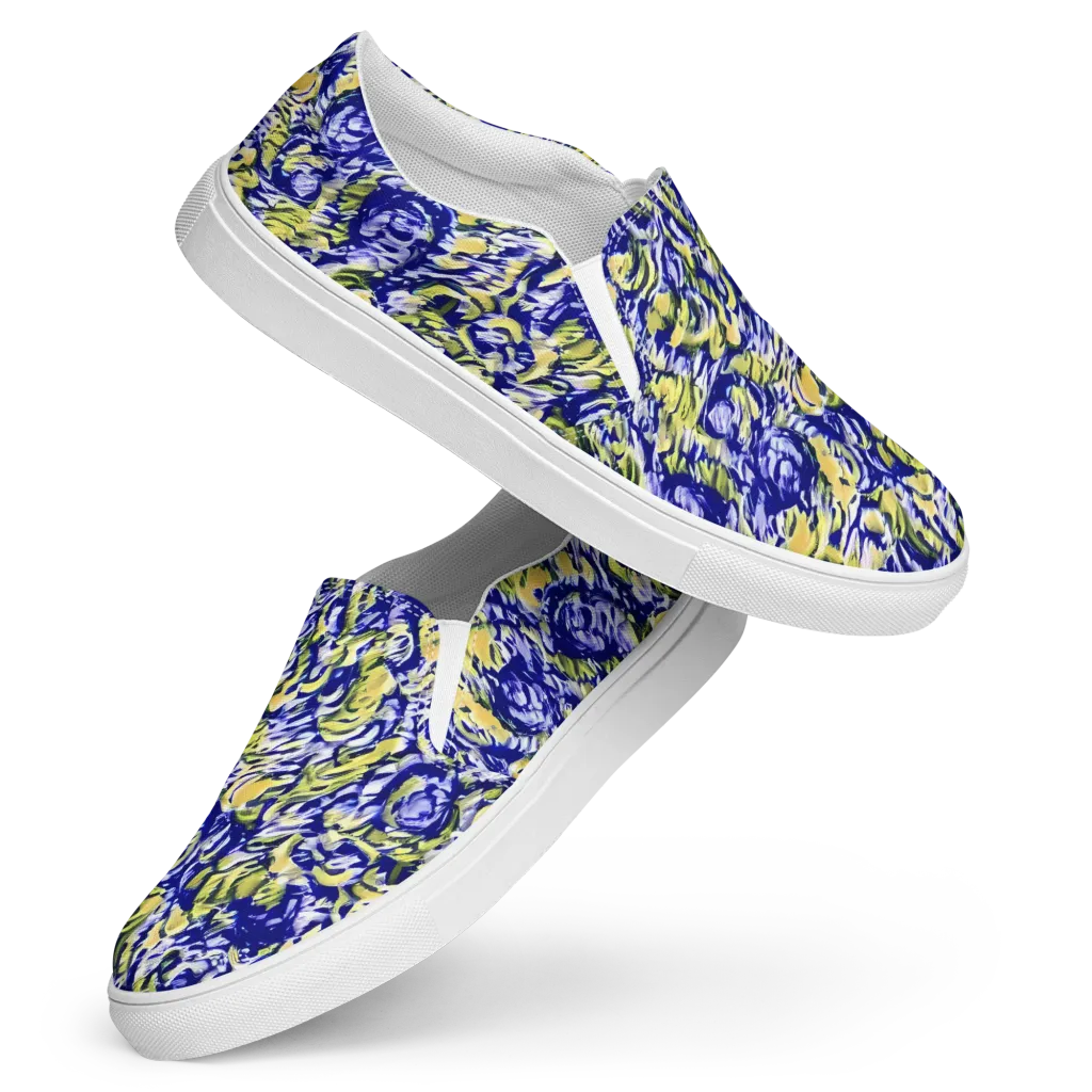 Cobalt Bloomstorm on Women's Slip-On Canvas Shoes — Front