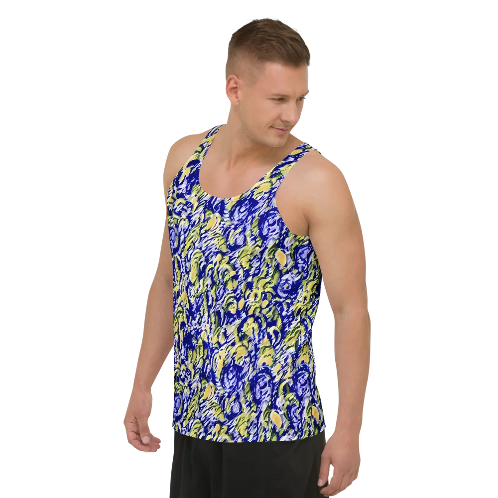 Cobalt Bloomstorm on Men's Tank Top — Left Front