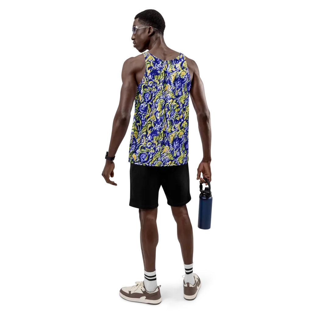 Cobalt Bloomstorm on Men's Tank Top — Back