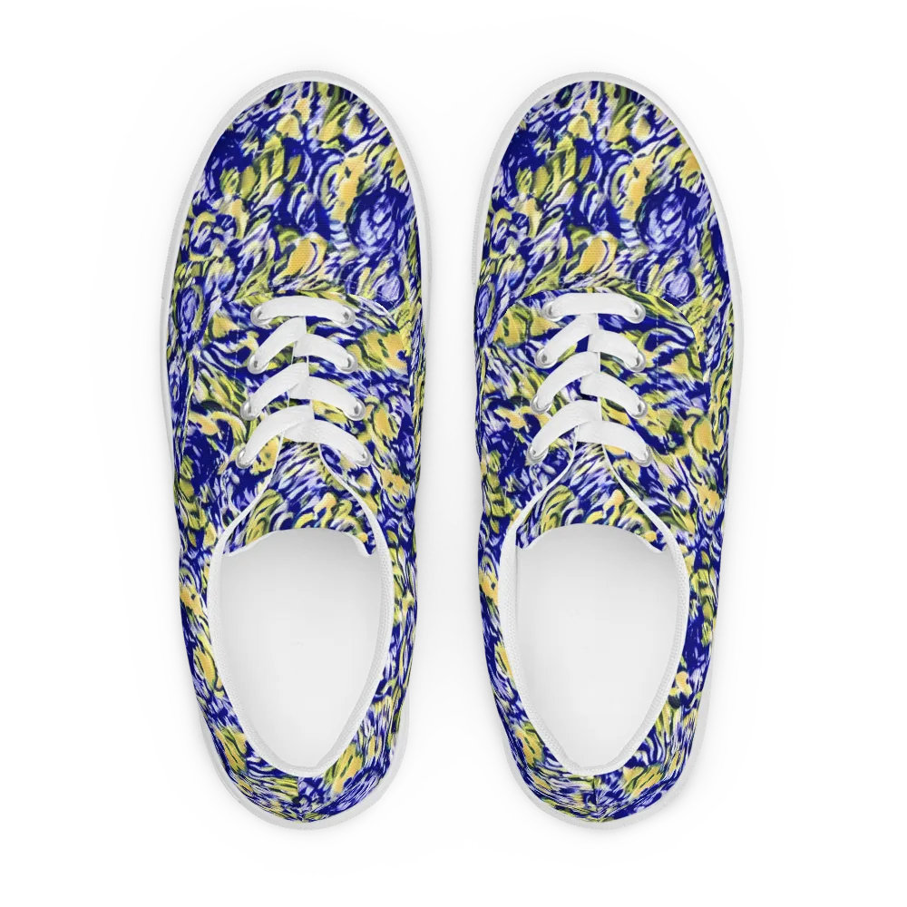 Cobalt Bloomstorm on Men's Lace-Up Canvas Shoes — Front