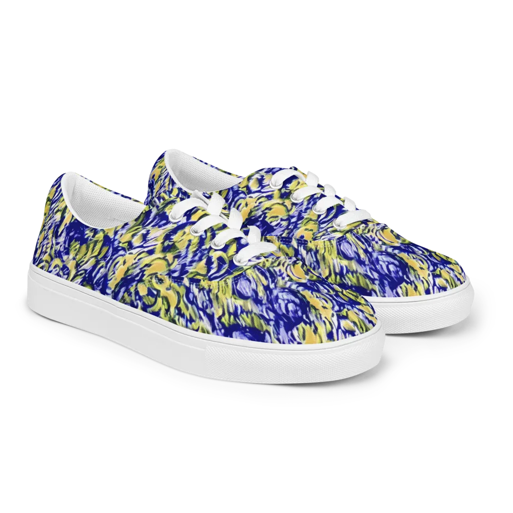Cobalt Bloomstorm on Men's Lace-Up Canvas Shoes — Right Front