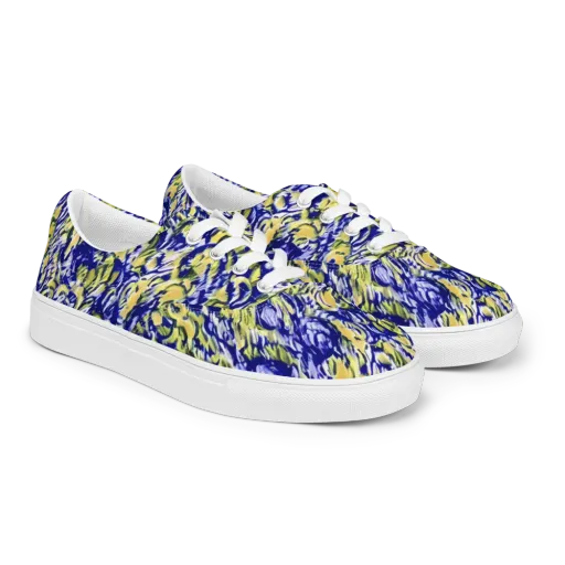 Cobalt Bloomstorm on a Men's Lace-Up Canvas Shoes