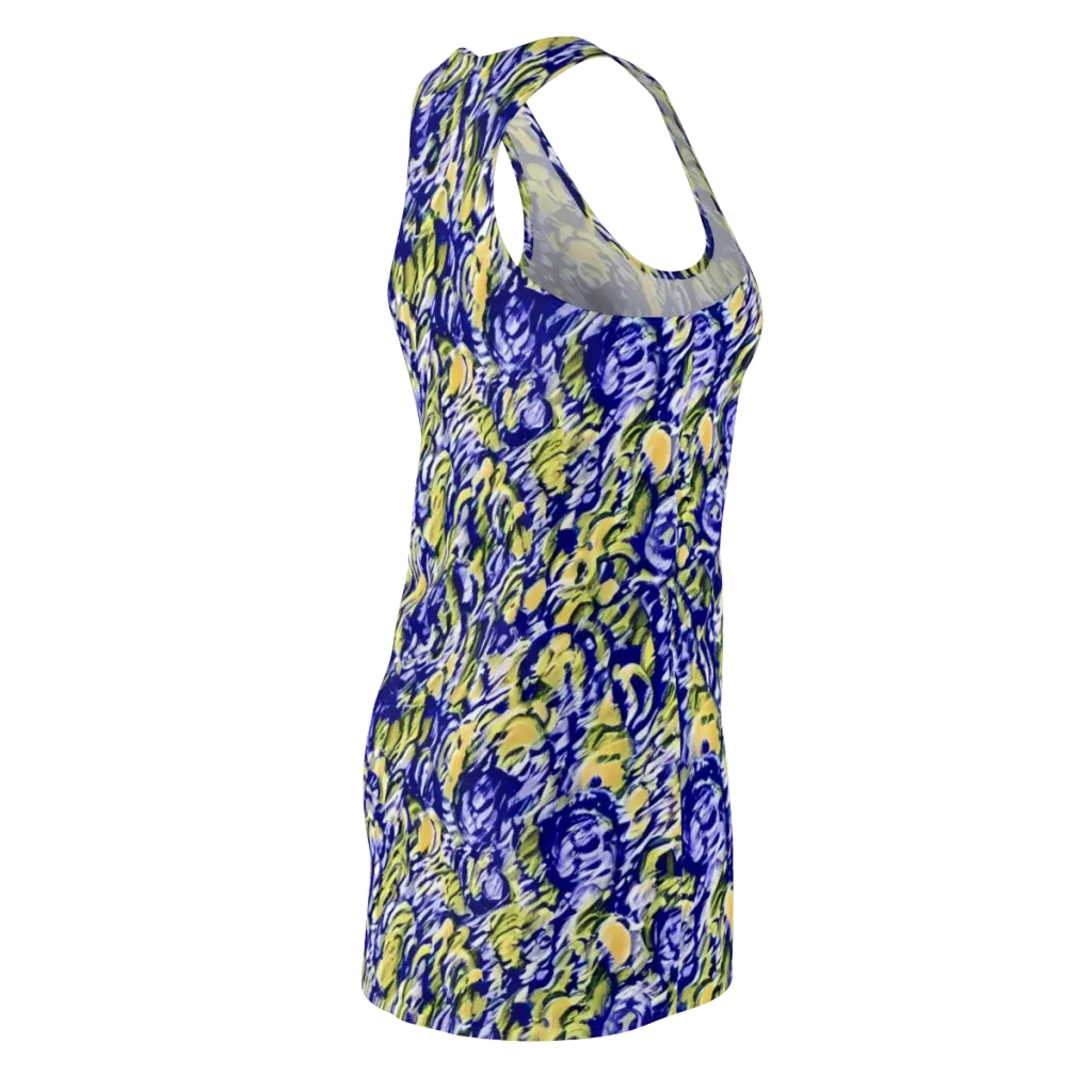 Cobalt Bloomstorm on Racerback Dress — Back Side