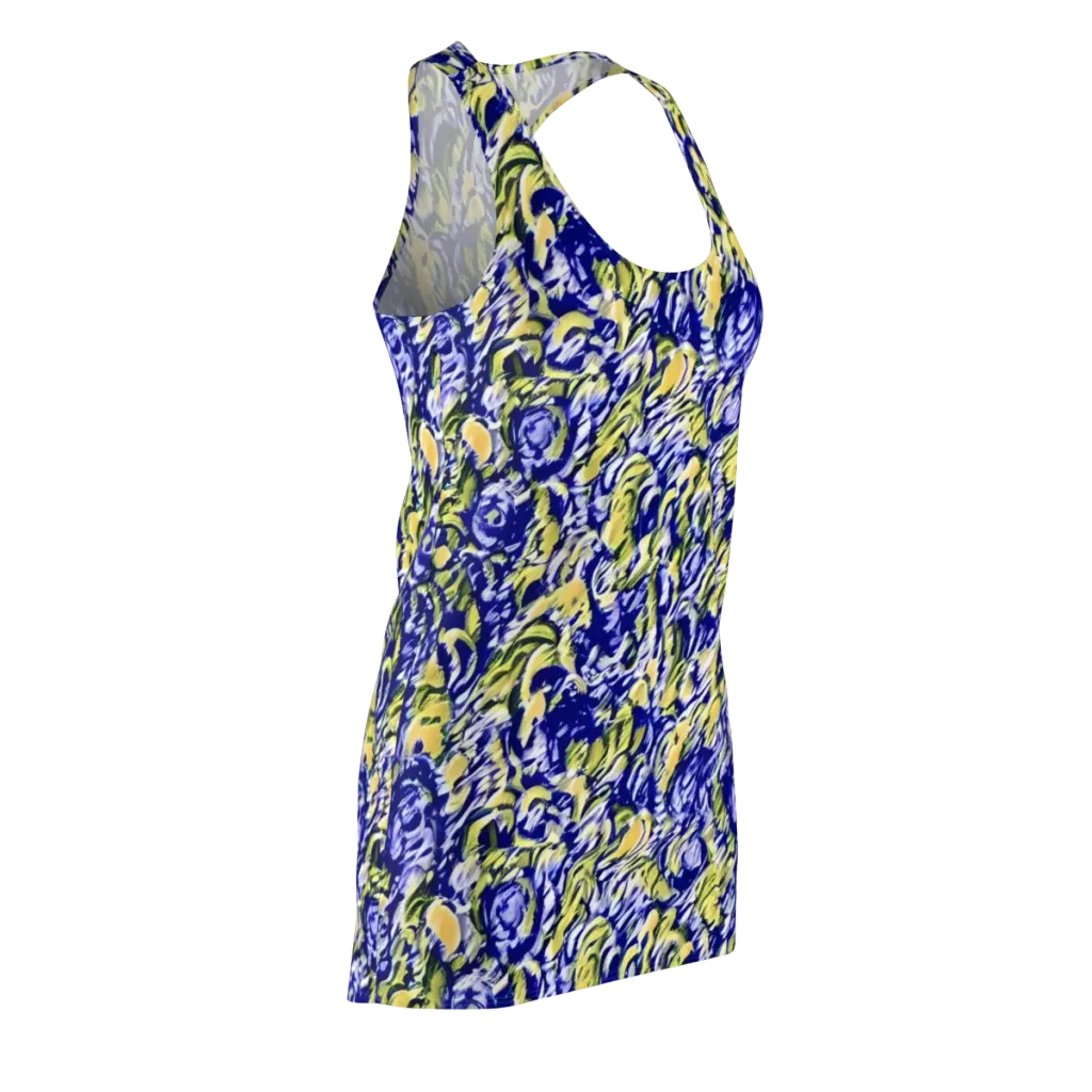 Cobalt Bloomstorm on Racerback Dress — Front Side