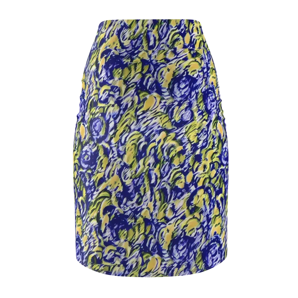 Cobalt Bloomstorm on Pencil Skirt — Back