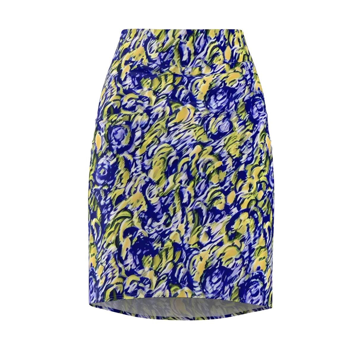 Cobalt Bloomstorm on Pencil Skirt — Front