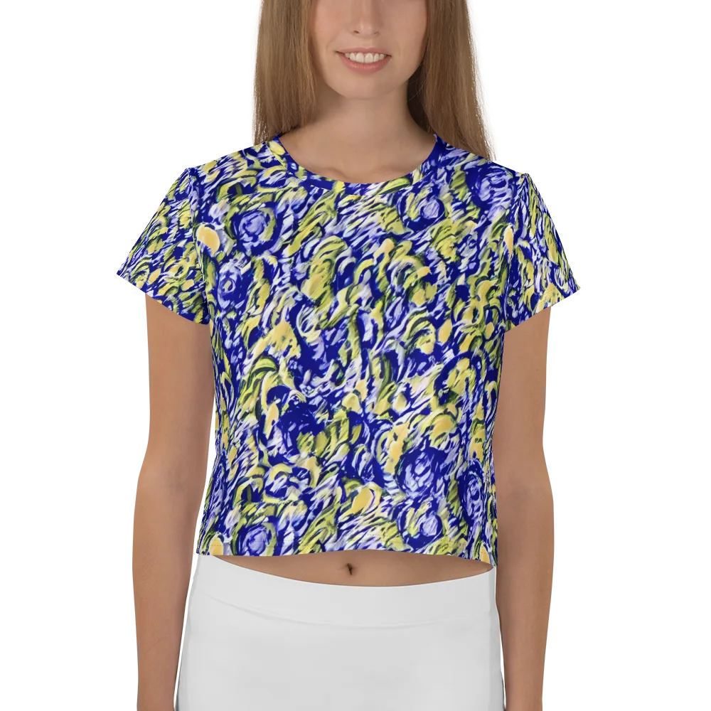 Cobalt Bloomstorm on Crop Tee — Front