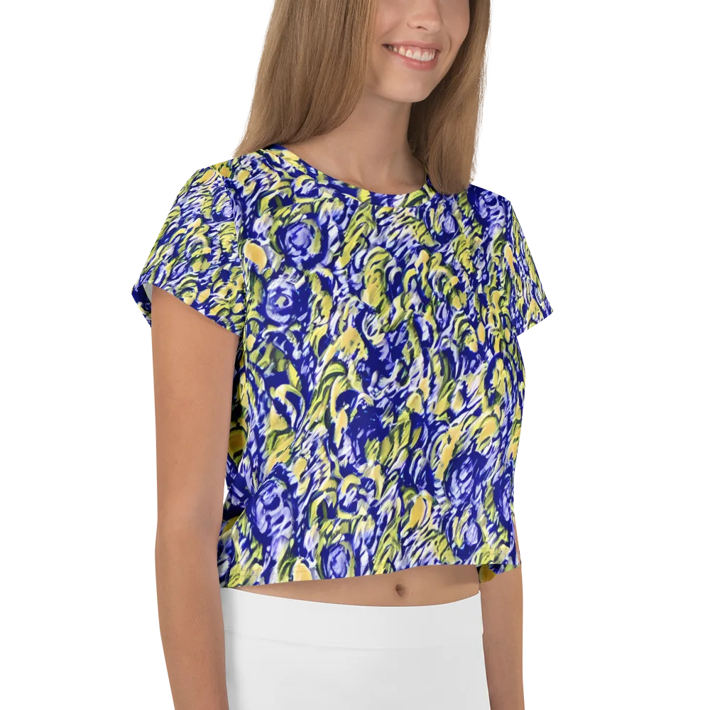 Cobalt Bloomstorm on Crop Tee — Right