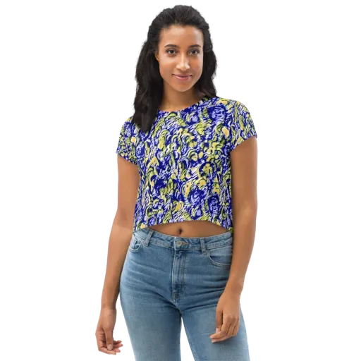 Cobalt Bloomstorm on a Crop Tee