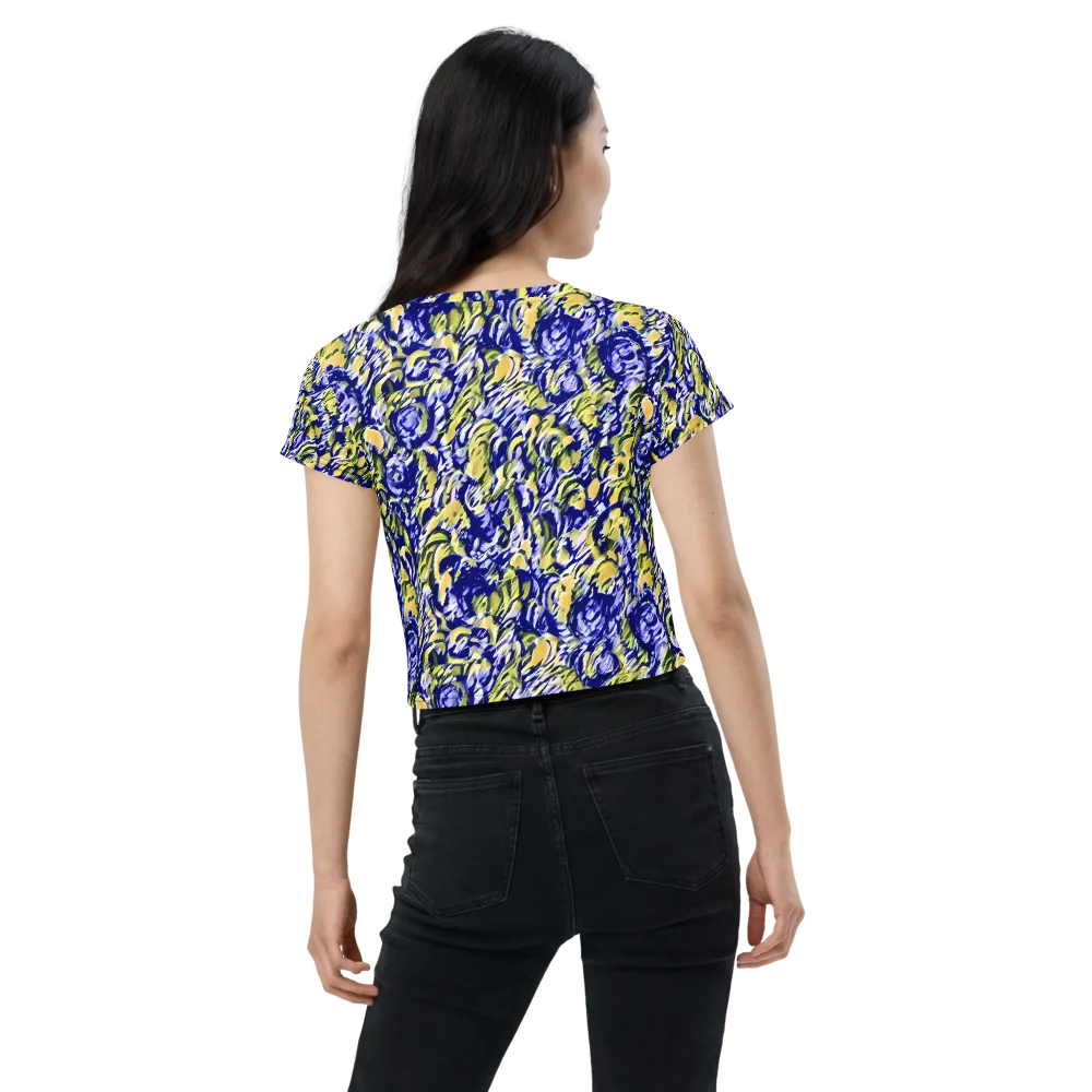 Cobalt Bloomstorm on Crop Tee — Back