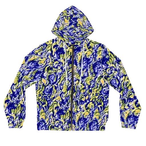 Cobalt Bloomstorm on a Women's Full-Zip Hoodie