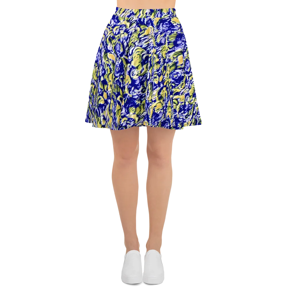 Cobalt Bloomstorm on Skater Skirt — Front