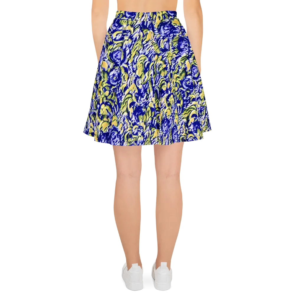 Cobalt Bloomstorm on Skater Skirt — Back
