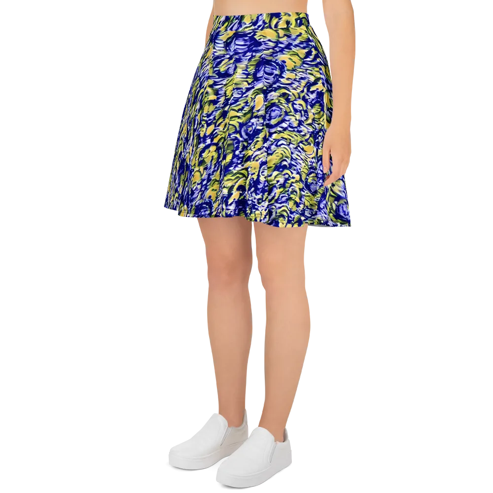 Cobalt Bloomstorm on Skater Skirt — Left