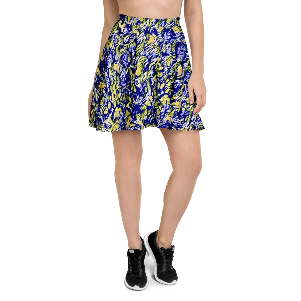 Cobalt Bloomstorm on Skater Skirt — Front