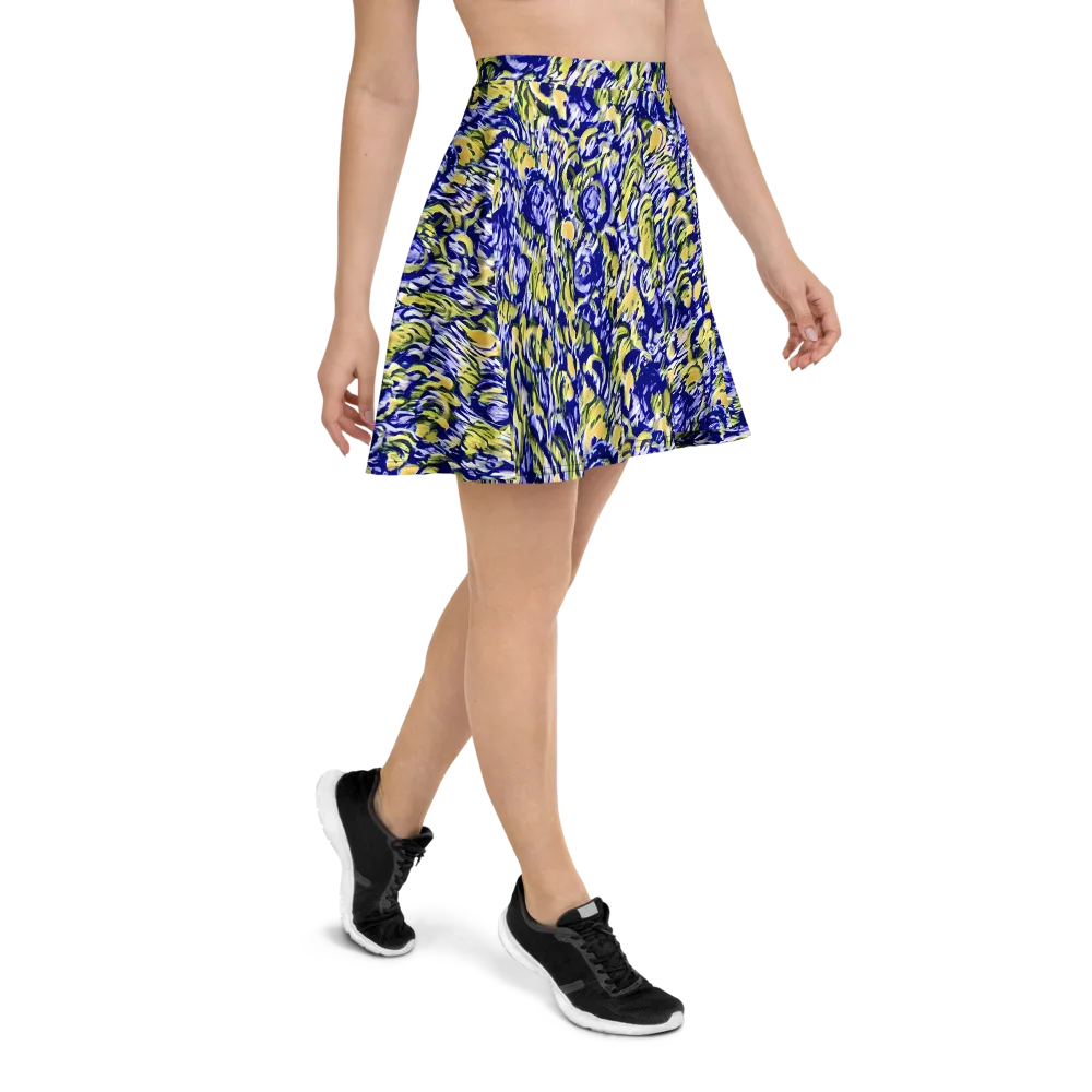 Cobalt Bloomstorm on Skater Skirt — Right