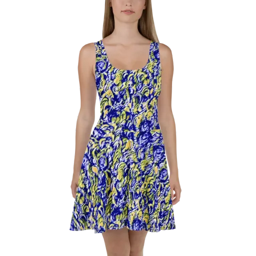 Cobalt Bloomstorm on a Skater Dress