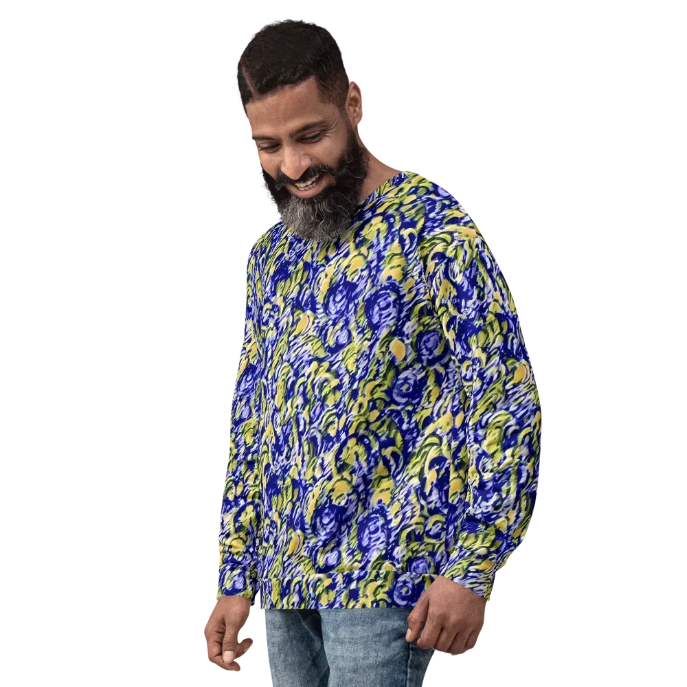 Cobalt Bloomstorm on Sweatshirt — Left Front