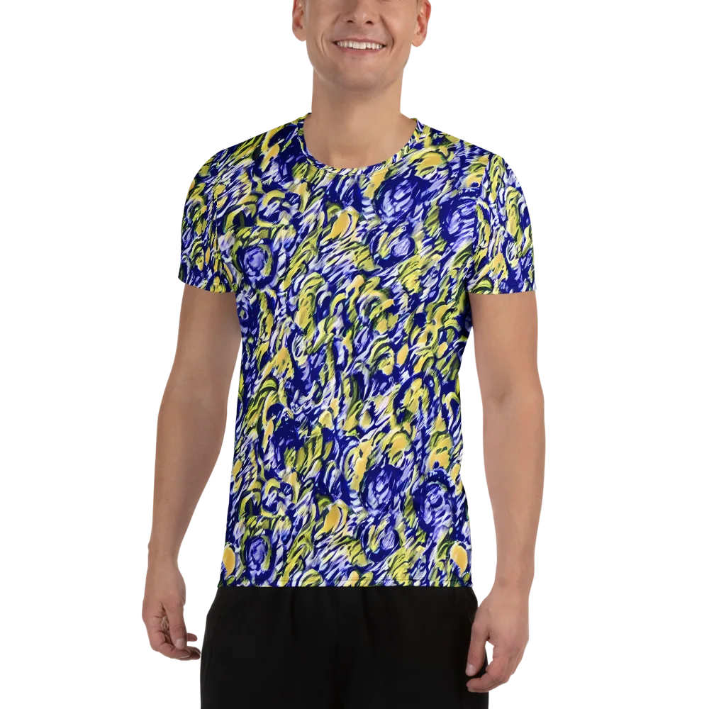 Cobalt Bloomstorm on Men's Athletic T-Shirt — Front