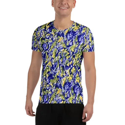 Cobalt Bloomstorm on a Men's Athletic T-Shirt