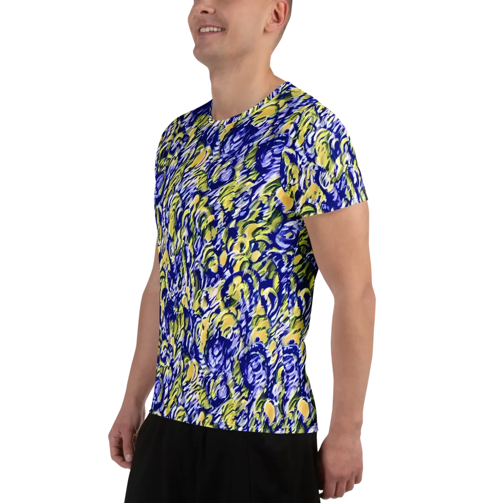 Cobalt Bloomstorm on Men's Athletic T-Shirt — Left
