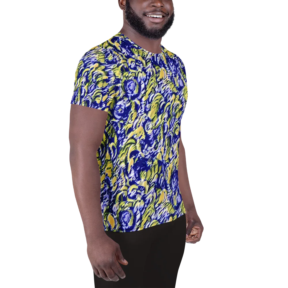 Cobalt Bloomstorm on Men's Athletic T-Shirt — Right