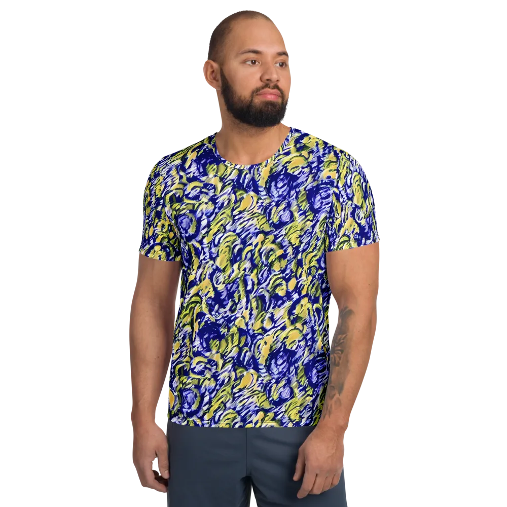 Cobalt Bloomstorm on Men's Athletic T-Shirt — Front