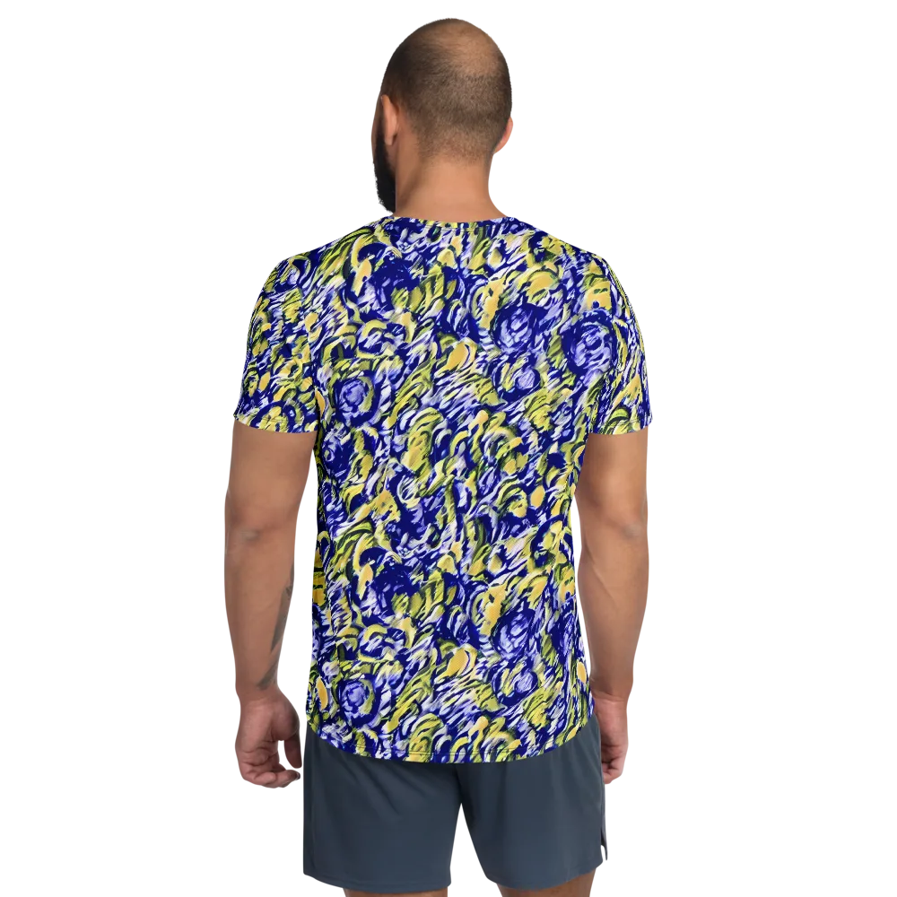 Cobalt Bloomstorm on Men's Athletic T-Shirt — Back