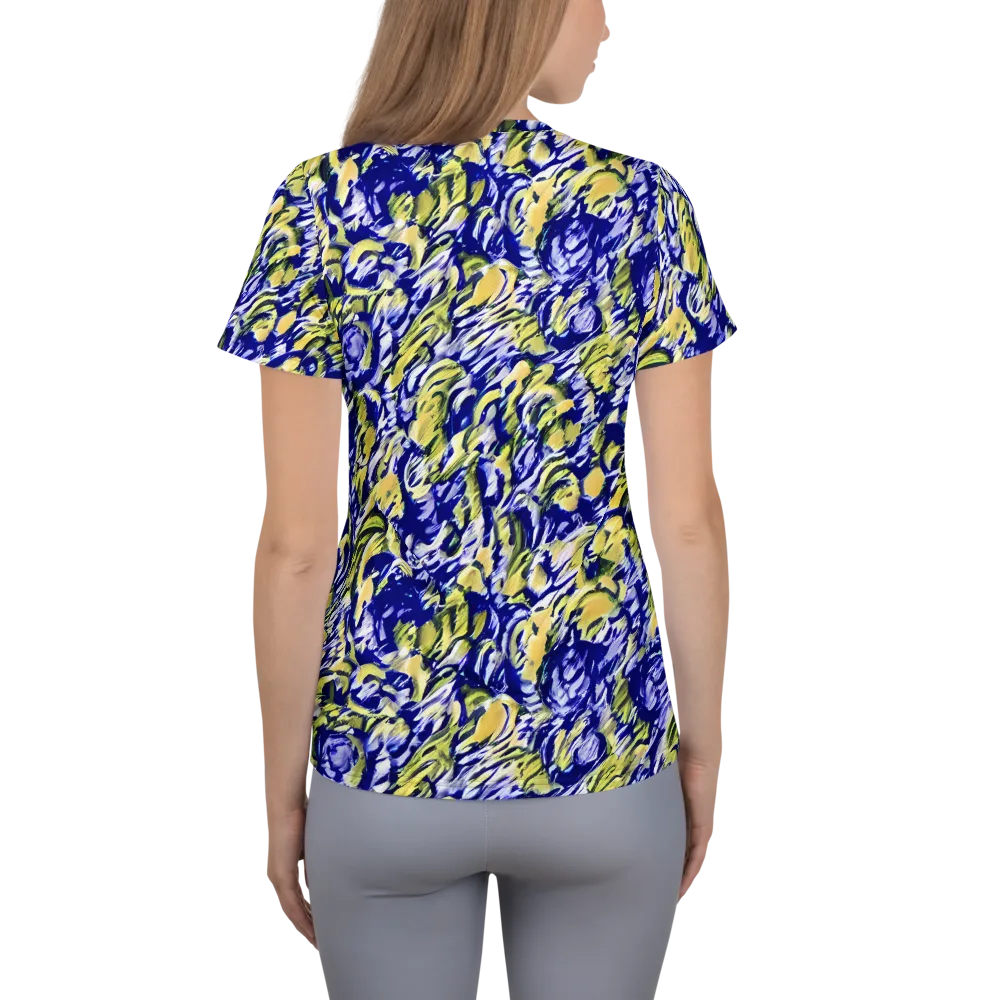 Cobalt Bloomstorm on Women's Athletic T-Shirt — Back