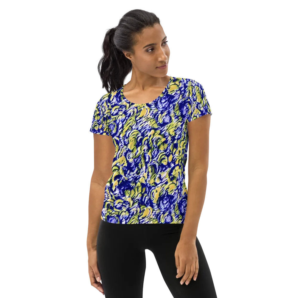 Cobalt Bloomstorm on Women's Athletic T-Shirt — Front