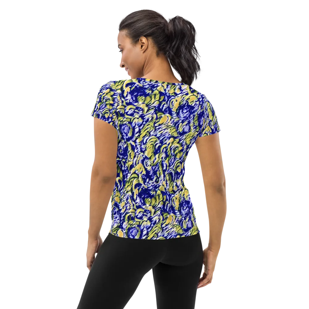 Cobalt Bloomstorm on Women's Athletic T-Shirt — Back