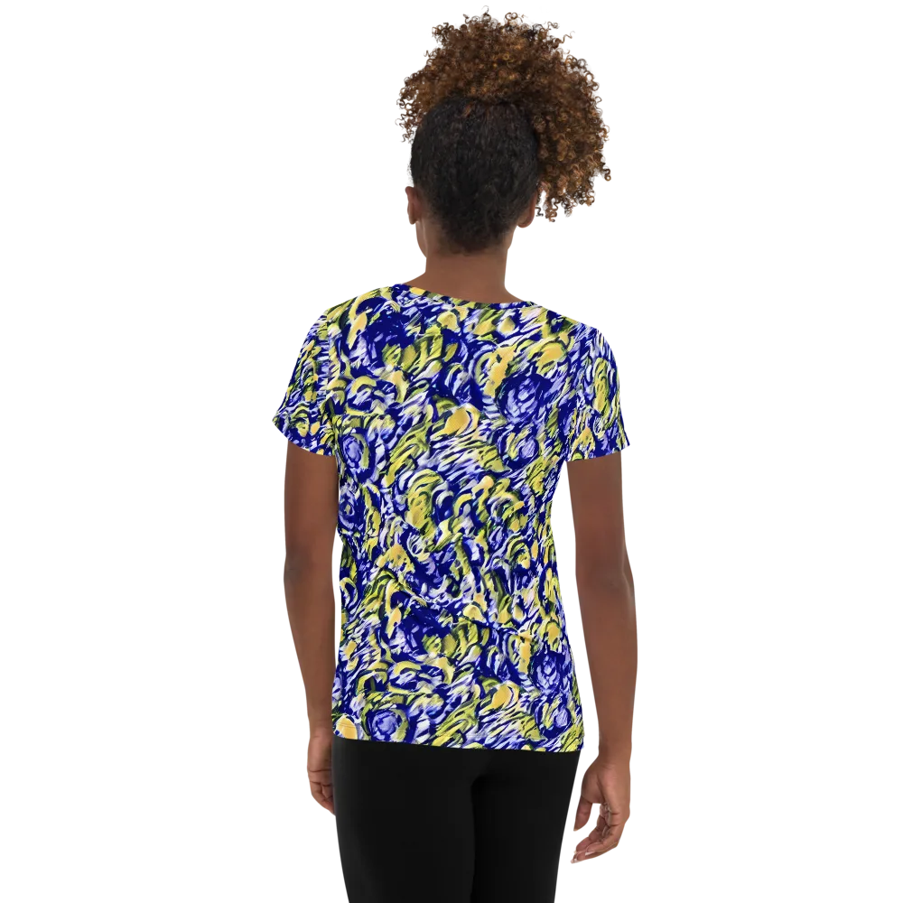 Cobalt Bloomstorm on Women's Athletic T-Shirt — Back