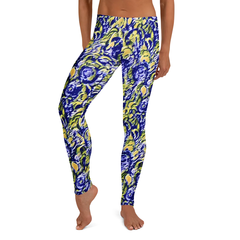 Cobalt Bloomstorm on Leggings — Front