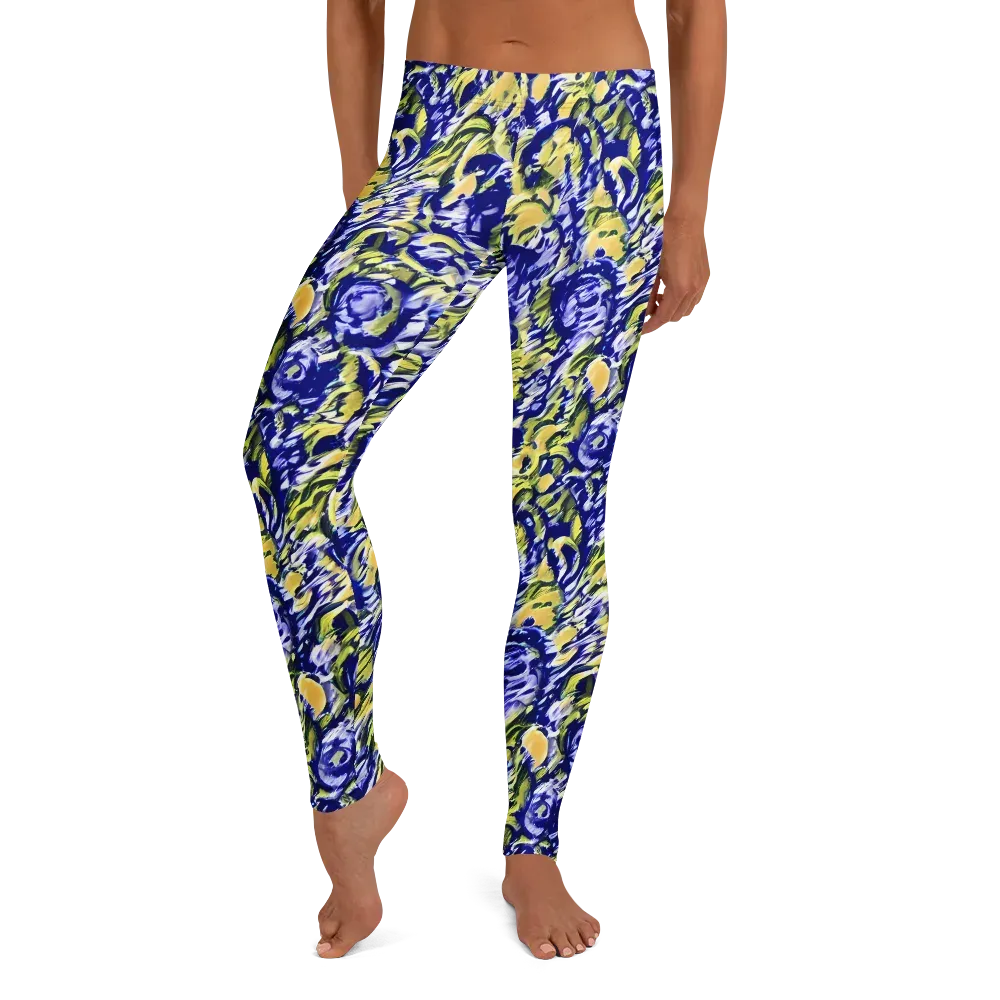 Cobalt Bloomstorm on Leggings — Front