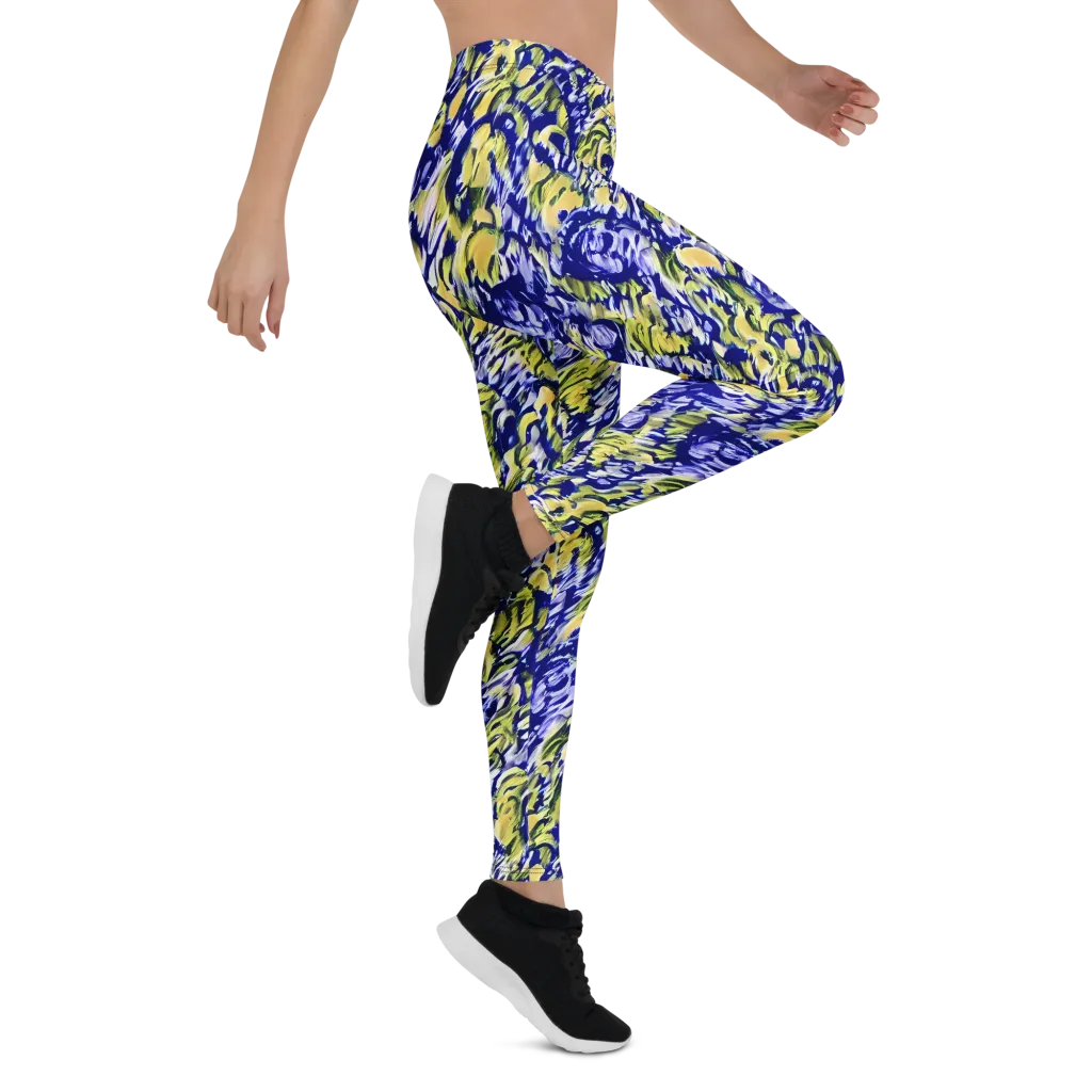 Cobalt Bloomstorm on Leggings — Right