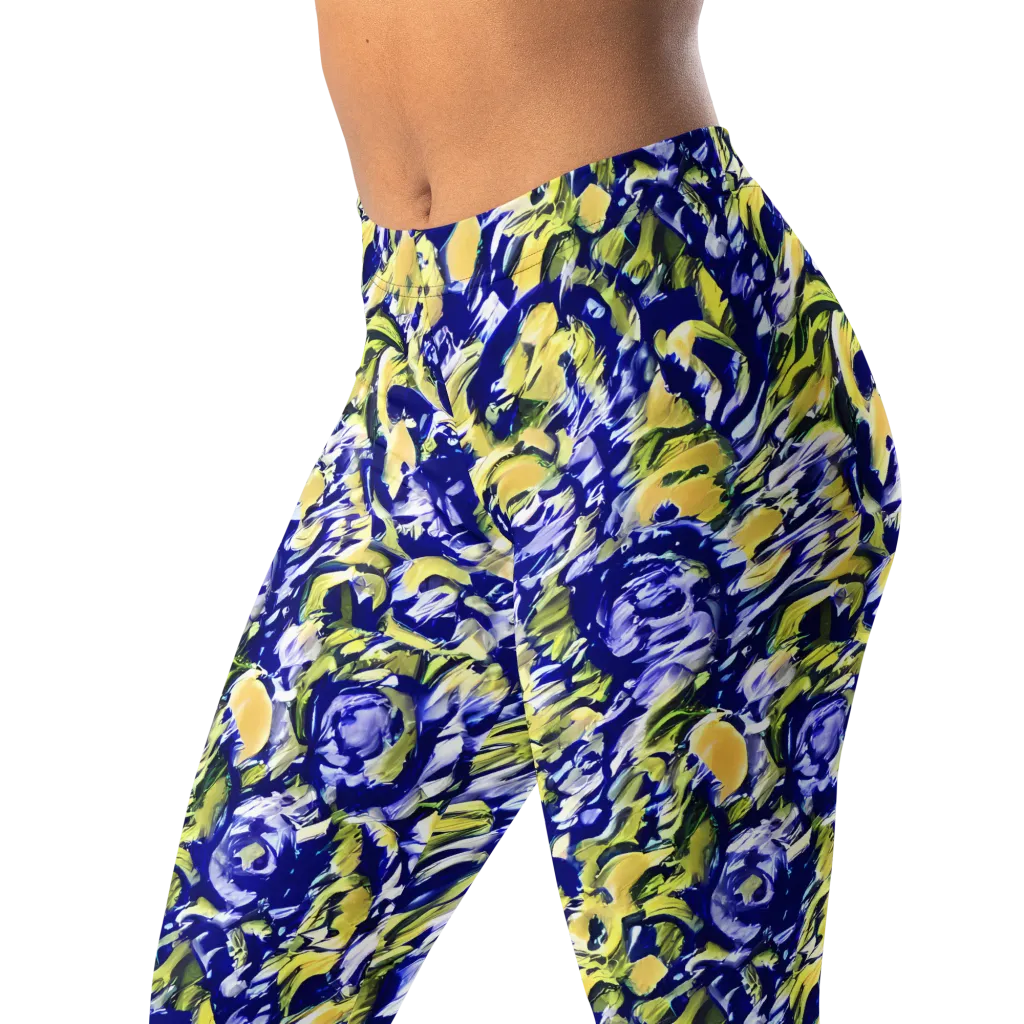 Cobalt Bloomstorm on Leggings — Left Front