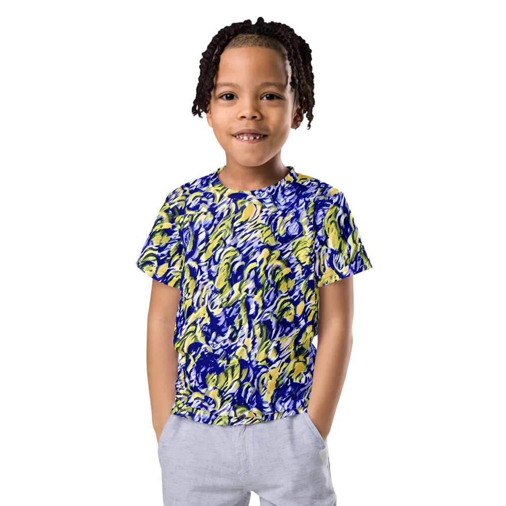 Cobalt Bloomstorm on Kids Crew Neck T-Shirt — Front