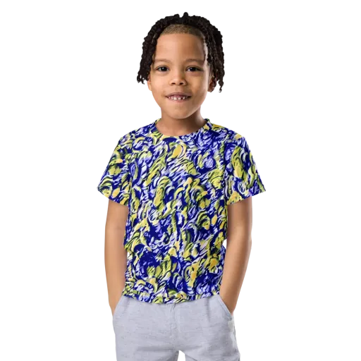 Cobalt Bloomstorm on a Kids Crew Neck T-Shirt
