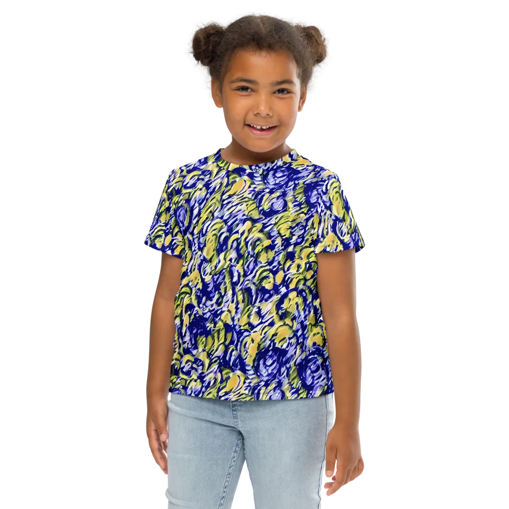 Cobalt Bloomstorm on Kids Crew Neck T-Shirt — Front