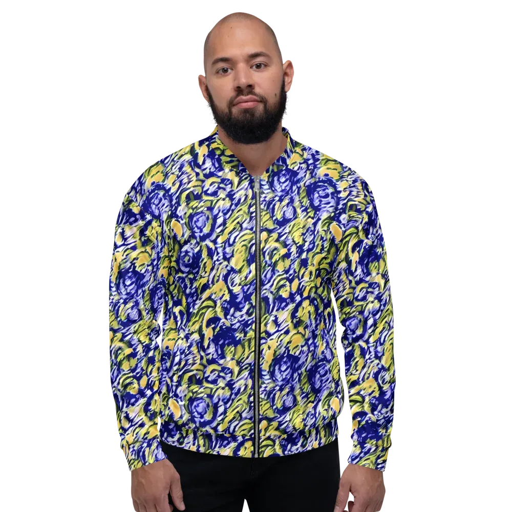 Cobalt Bloomstorm on Bomber Jacket — Front