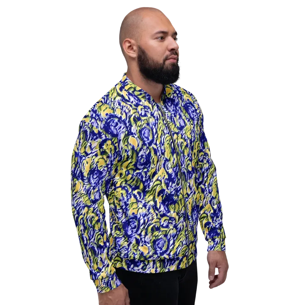 Cobalt Bloomstorm on Bomber Jacket — Right