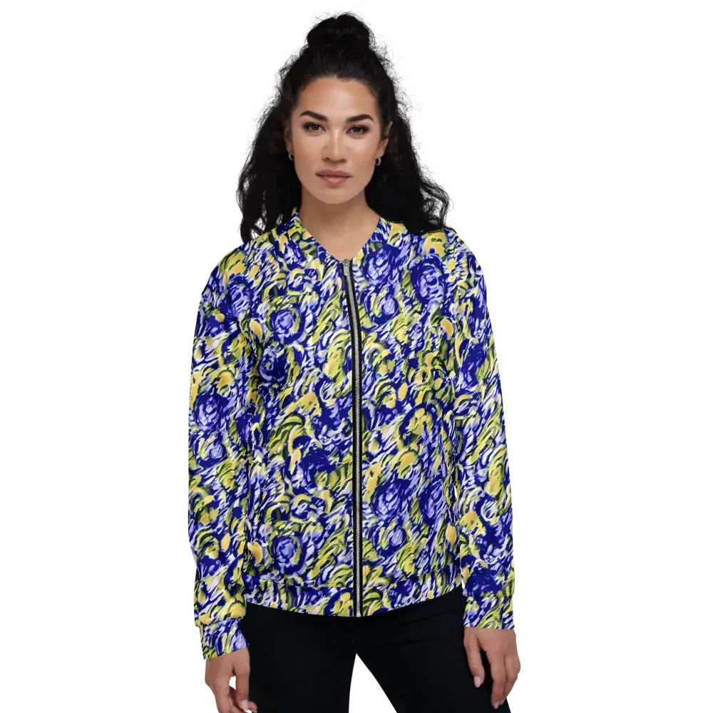 Cobalt Bloomstorm on Bomber Jacket — Front