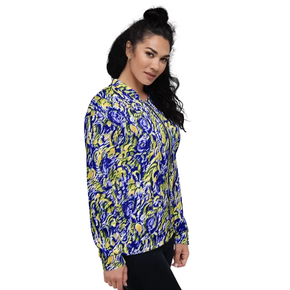 Cobalt Bloomstorm on Bomber Jacket — Right