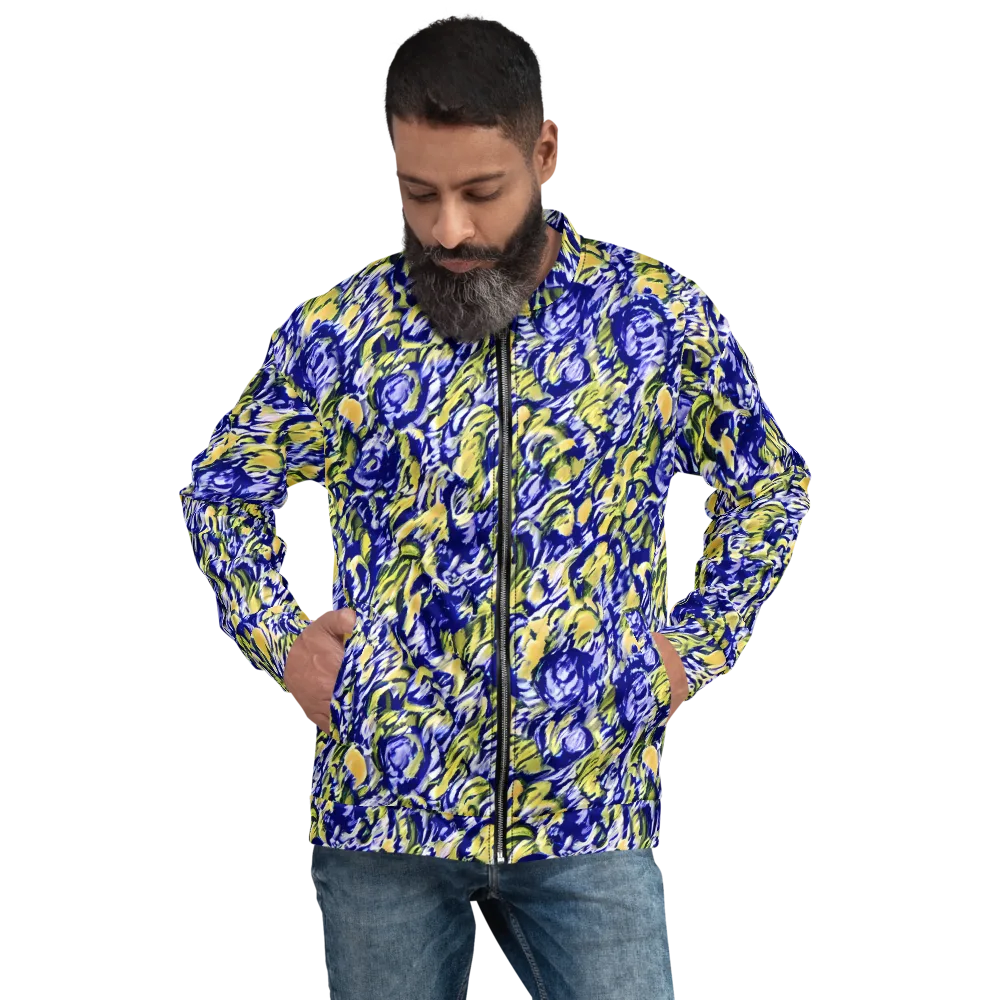 Cobalt Bloomstorm on Bomber Jacket — Front