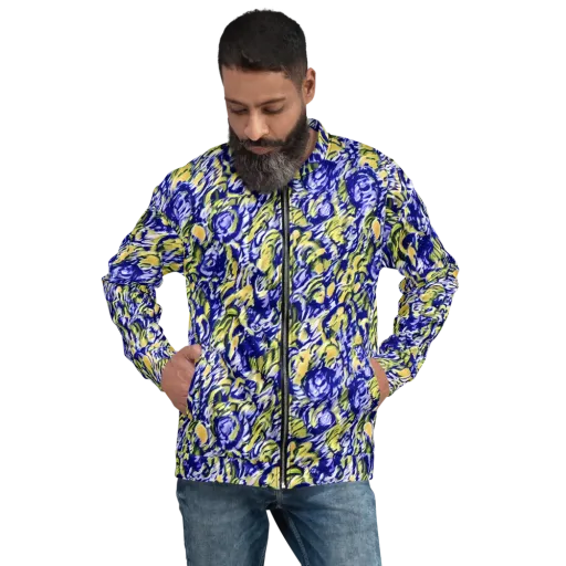 Cobalt Bloomstorm on a Bomber Jacket