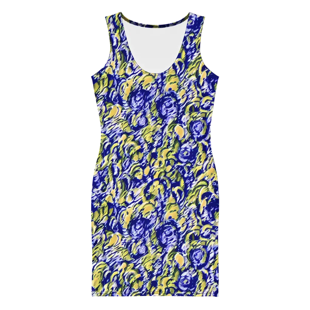 Cobalt Bloomstorm on Bodycon Dress — Front